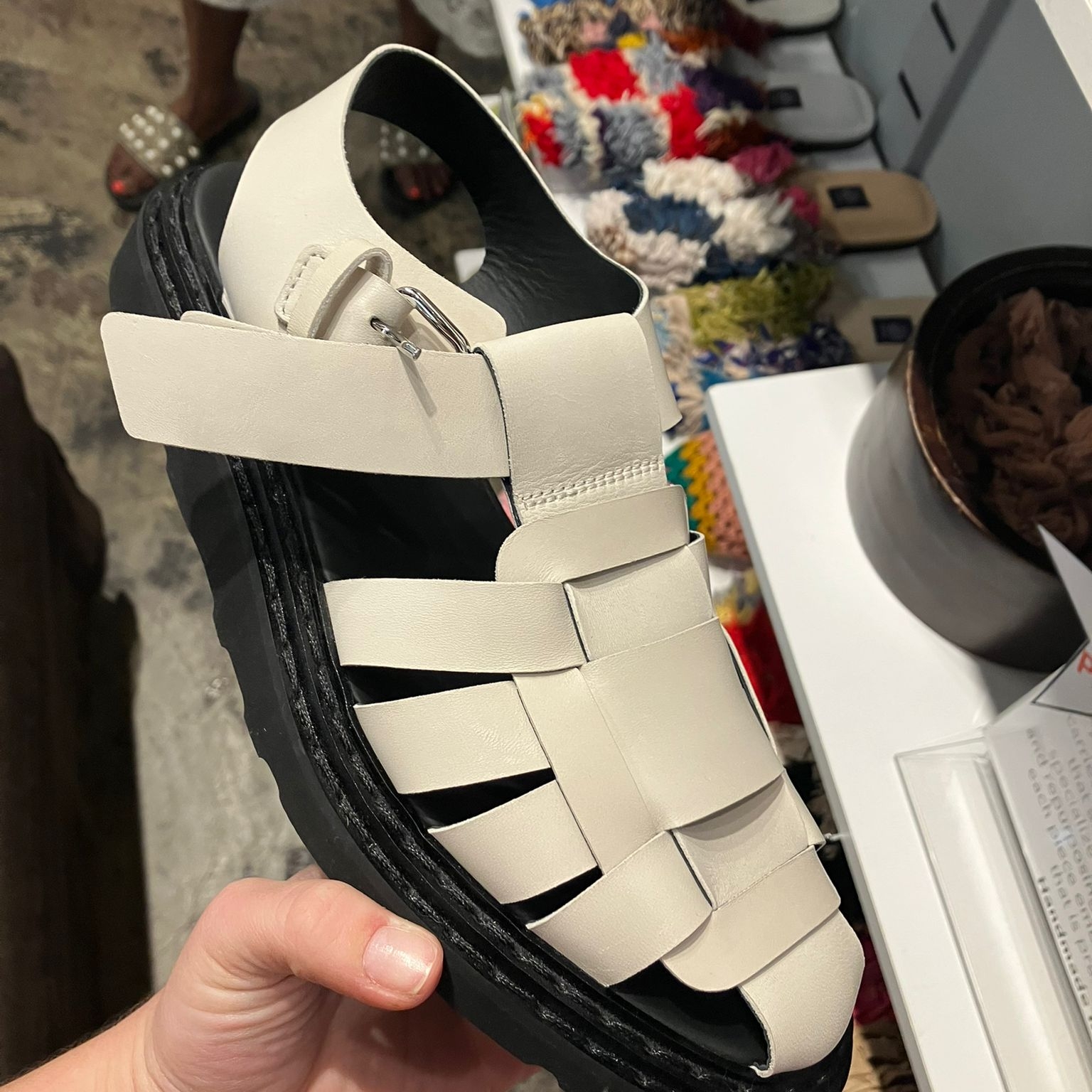 Nib $618 Officine Creative Cream Strappy Sandals, Nwob